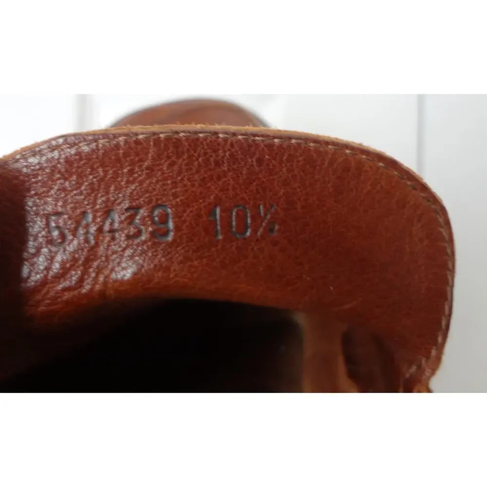Vintage J Crew Brown Leather Dress Shoes Loafer Square Toe Worn Mens 10.5 ITALY